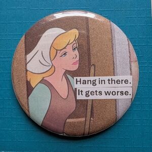 FREE with $25 Purchase! Cinderella Handmade Vintage 2.25" Button